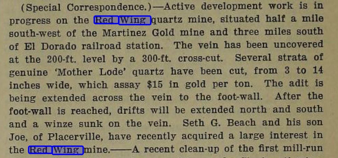 Engineering and Mining Journal item, ca. early 1918: active development at the Red Wing under Seth G. Beach and his son.